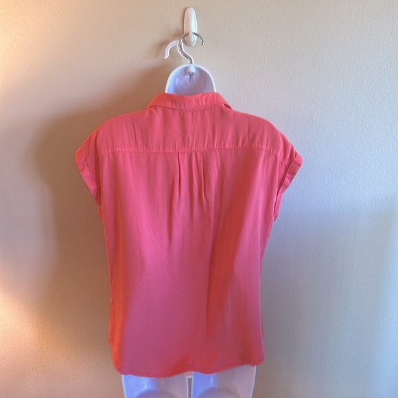 Love Tree Button Down Top Size Small Coral Relaxed Fit Short Cap Sleeves - Picture 15 of 15